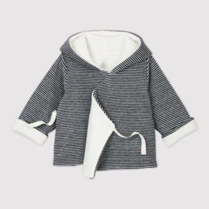Hooded Striped Jacket from the Front Untied