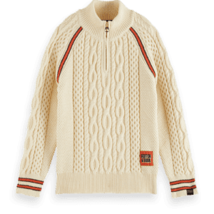 White Sweater With Orange Designs Front