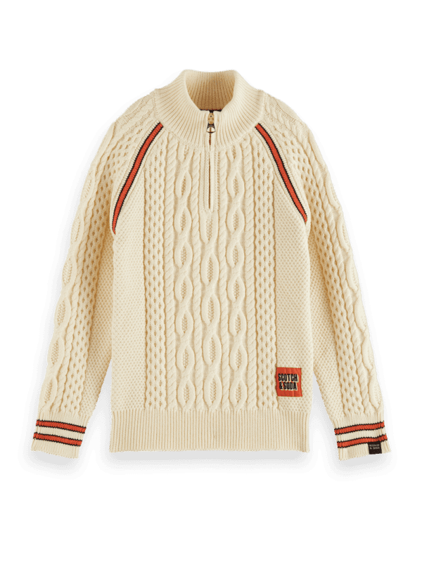 White Sweater With Orange Designs Front