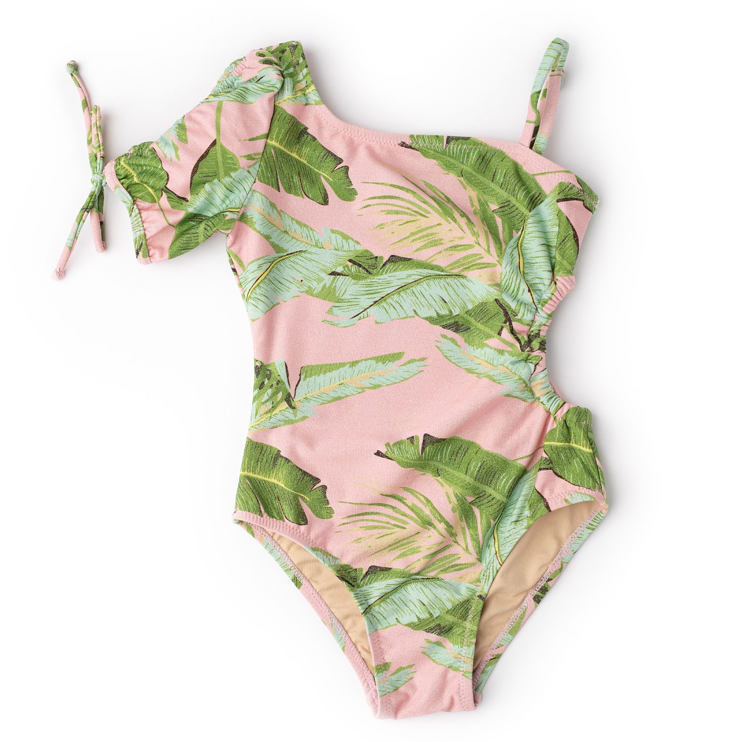 Shade Critters Shimmer Puff Sleeve Cabana Palms Swimsuit - BREEZYKIDZ