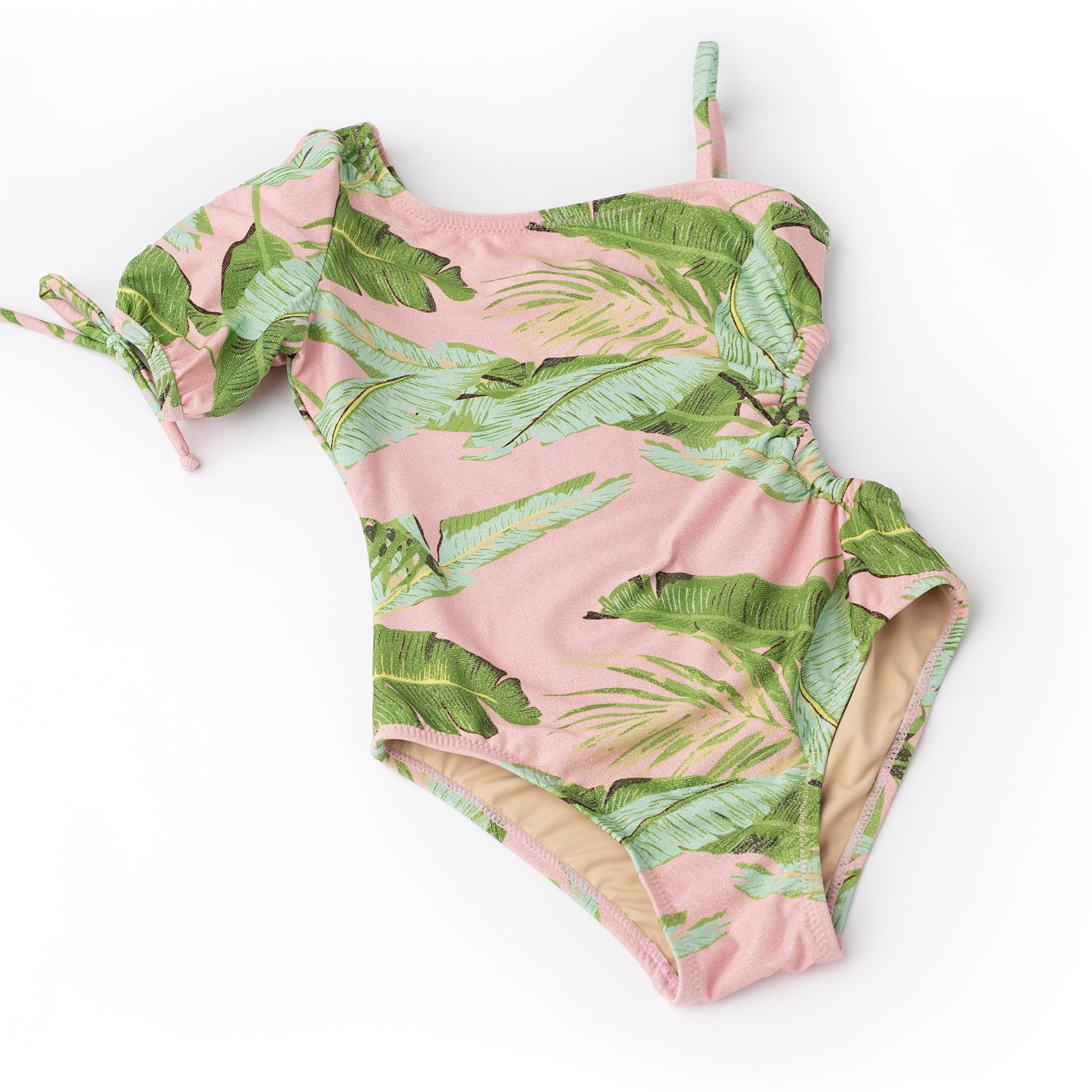 Shade Critters Shimmer Puff Sleeve Cabana Palms Swimsuit - BREEZYKIDZ