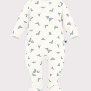 Petit Bateau Side Snap Seal Print Footie