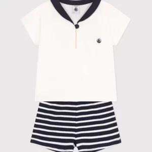 Petit Bateau SS Sailor Collar Top and Stripe Shirt