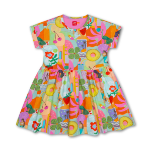 Oilily DIPP Rolled SS Jersey Dress with Meadow Print