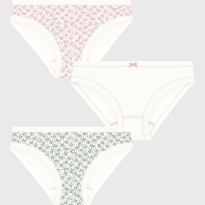 Petit Bateau 3-Pack Organic Cotton Floral & Solid Underwear Set