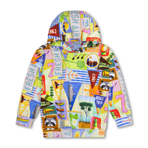 Oilily Har Boys Hoodie with Allover Camp Flag Graphics