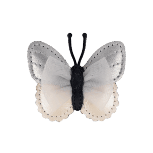 Donsje Aja Silver Grey Metallic Leather Butterfly Clip