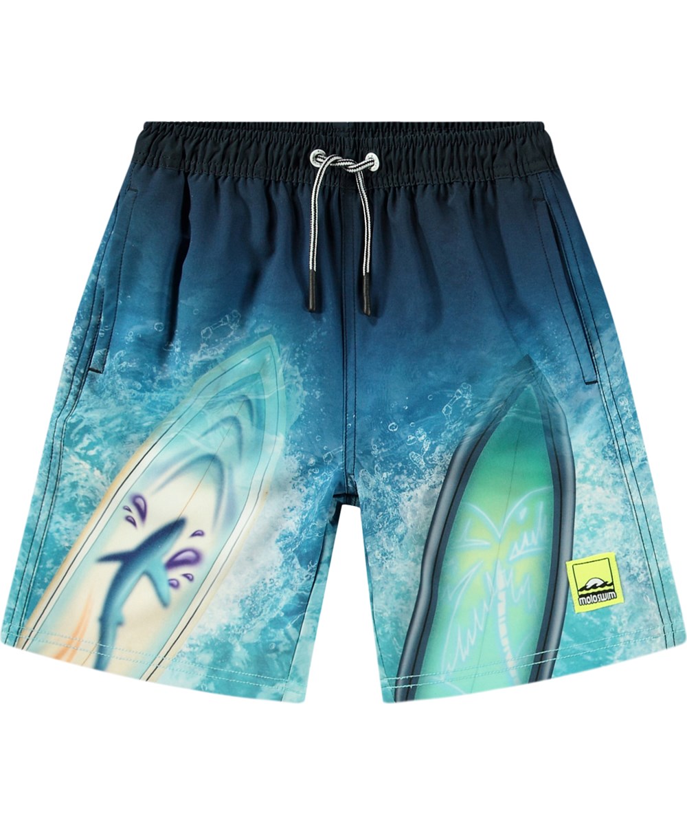 Molo Nilson Surf Art Blue Chill Boardies Swim Shorts
